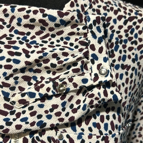 GNW Women’s Collarless 1/2 Zip Long Sleeve Multi Colored Speckled Blouse Medium - Picture 7 of 9